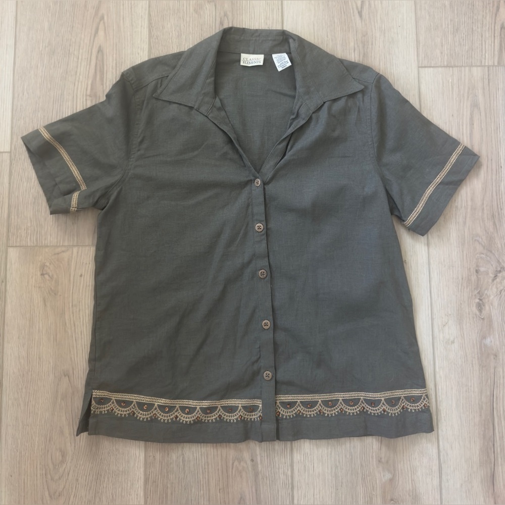 Classic Elements Gray Linen Blend Shirt 🤎